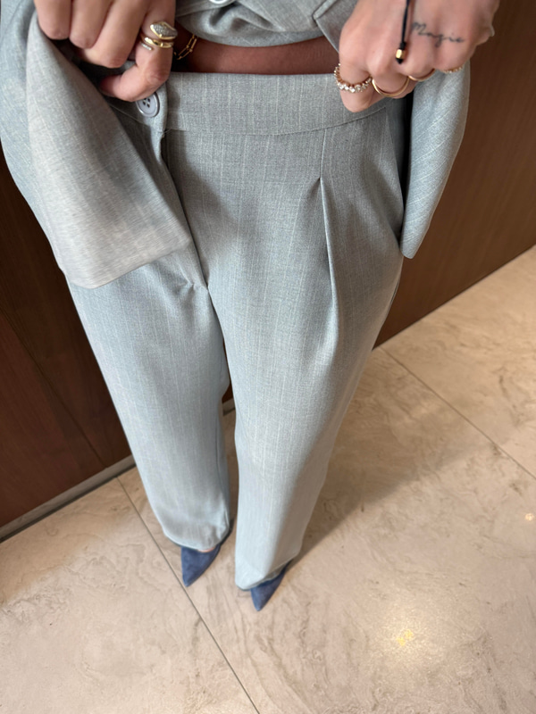 Çizgili , Gri  , Premium Palazzo Pantolon