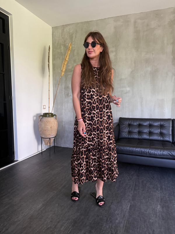 Leopar Desenli , Premium Tiril Elbise