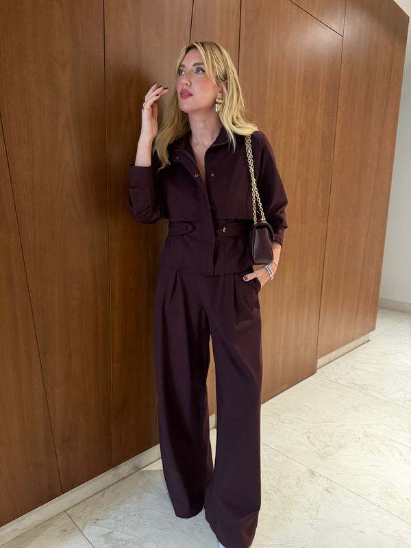 Orijinal Model , Belden Patpat Bağlama Detaylı , Mürdüm , Premium Modal Takım