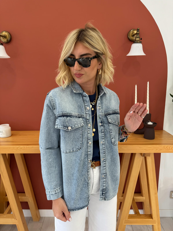 Komple Taşlı Jean Ceket