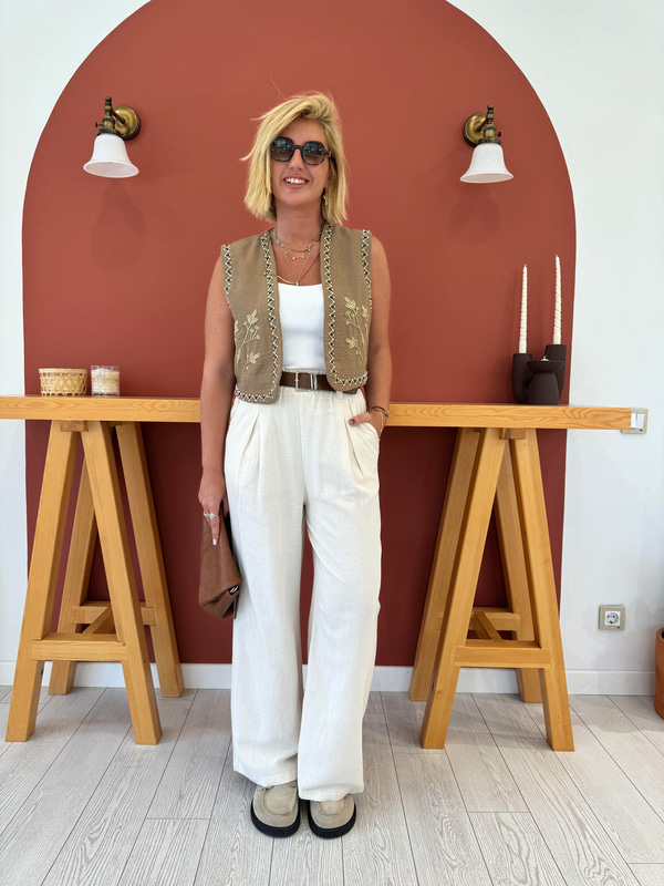 Taba Kemerli Bej Palazzo Pantolon