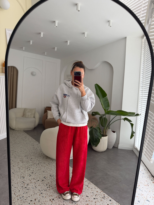 Arkası Ayıcık Baskılı Gri Sweatshirt