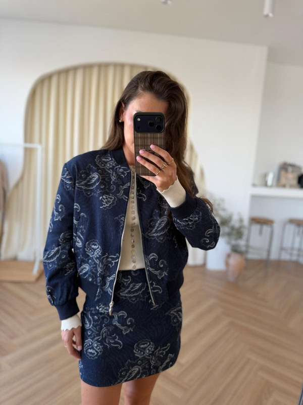 Baskılı Denim Ceket 