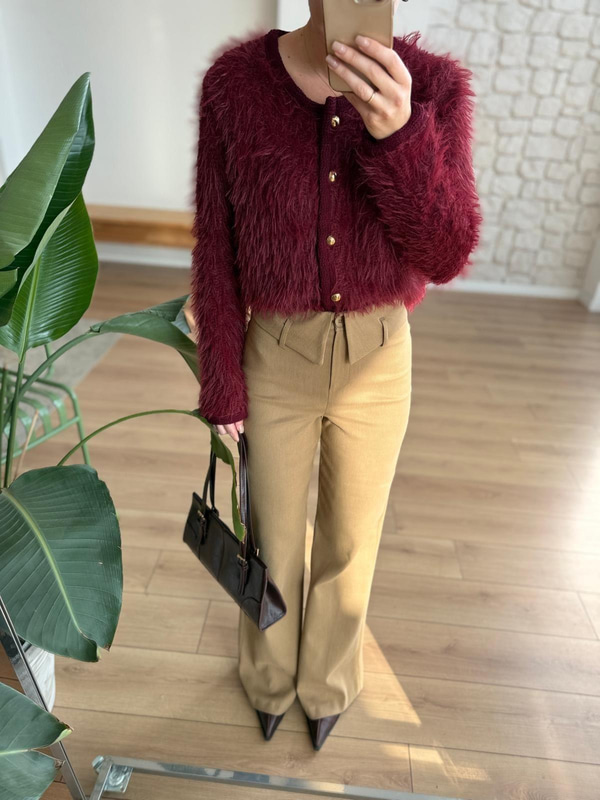 Bel Detaylı Camel Pantolon