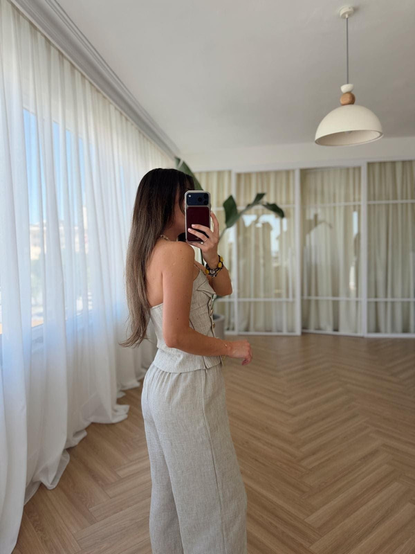 Beli Lastikli Bej Pantolon