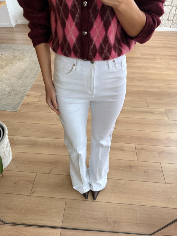 Beyaz İspanyol Paça Jean