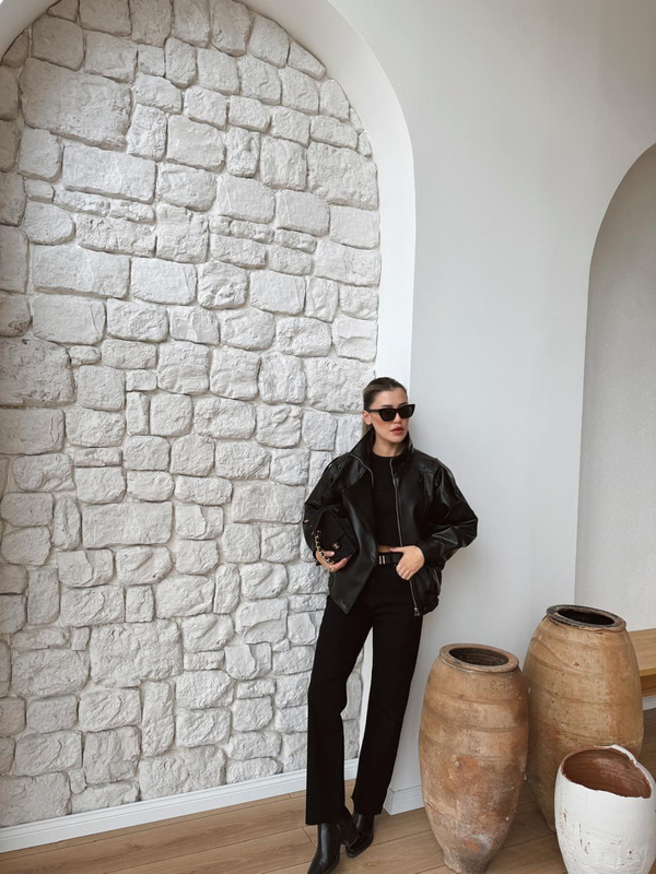 Bianca Siyah Deri Ceket