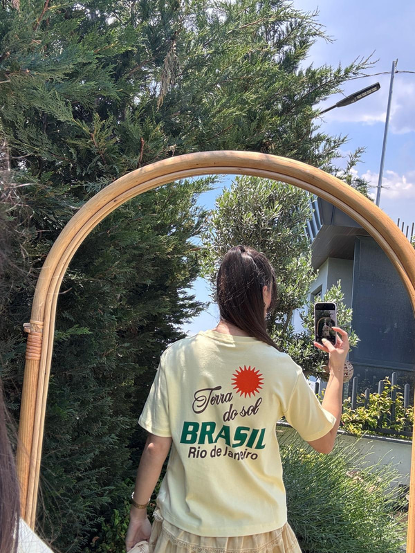 Brasıl Baskılı Basic Tshirt