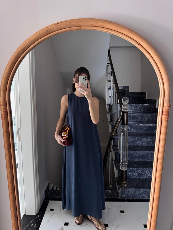 Cep Detaylı Lacivert Tensel Elbise