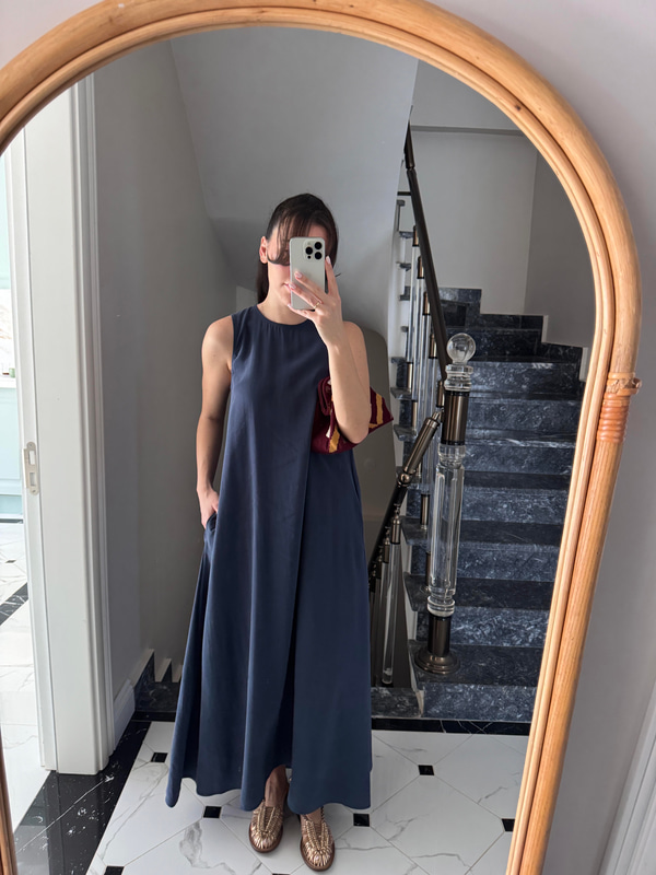 Cep Detaylı Lacivert Tensel Elbise