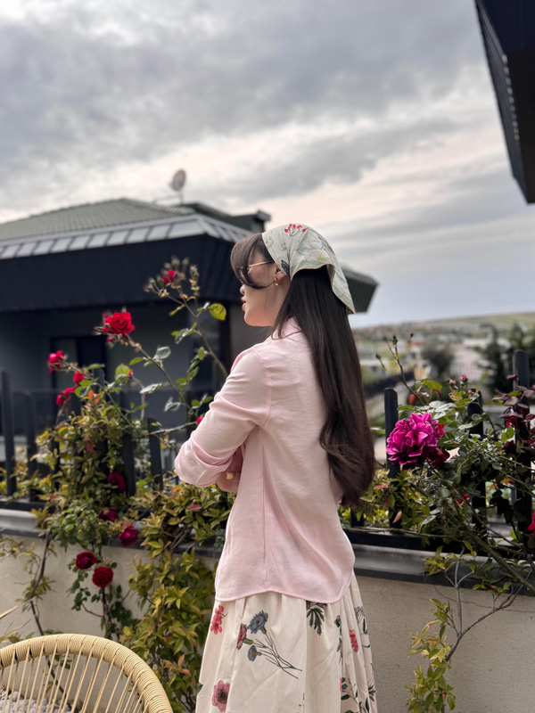 Çift Düğme Manşetli Pembe Gömlek