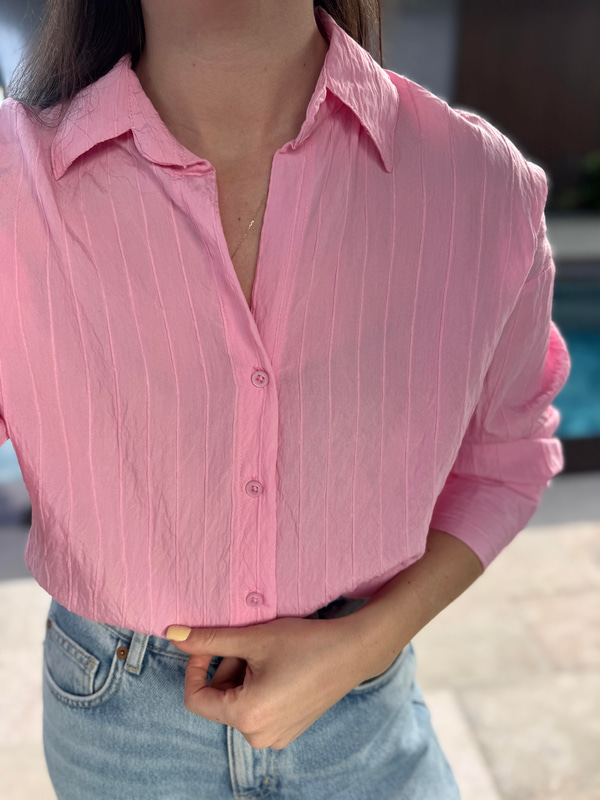 Dokulu Pembe Gömlek