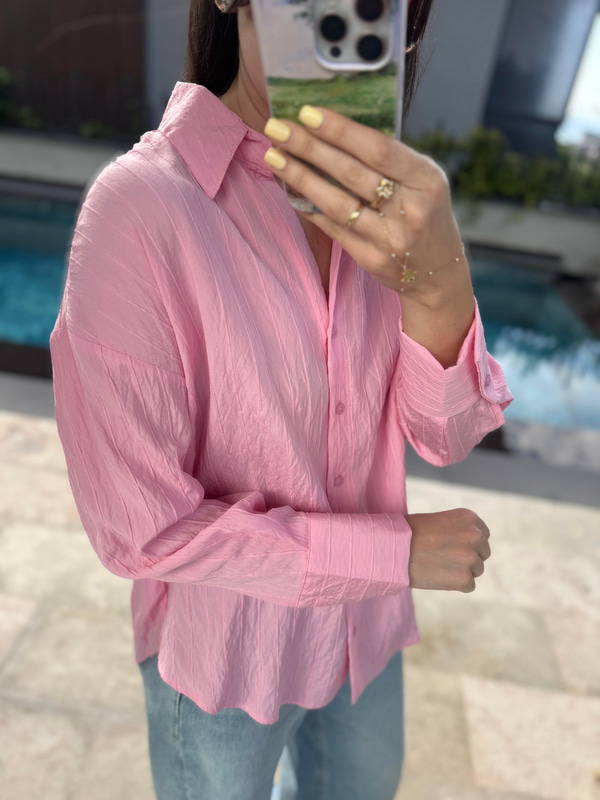 Dokulu Pembe Gömlek