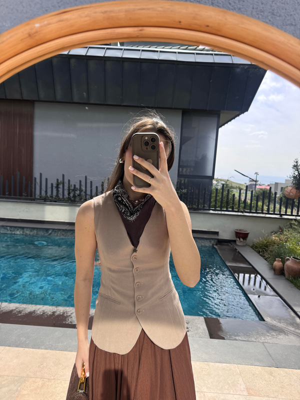 Düğmeli Vizon Yelek