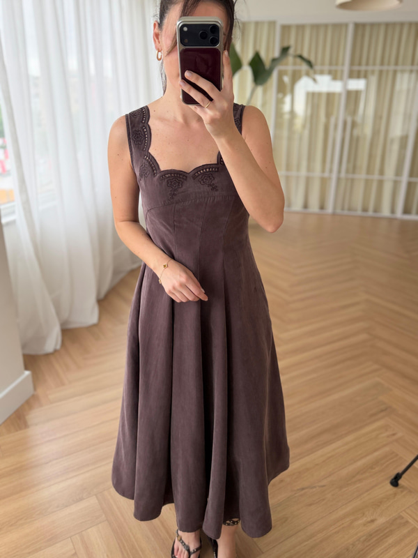 Elanor Kahverengi Tencel Elbise