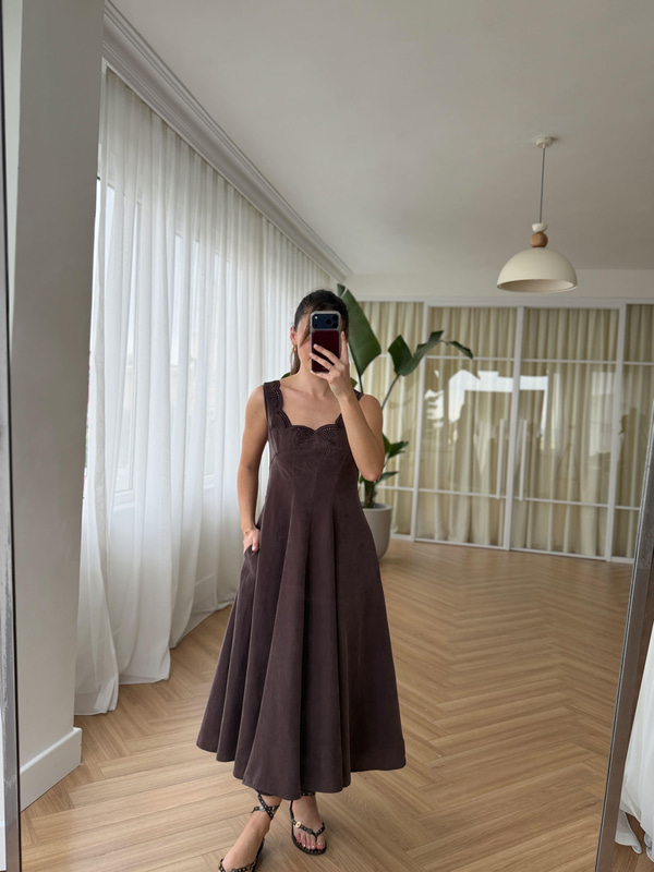 Elanor Kahverengi Tencel Elbise