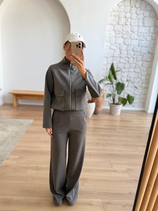 Fermuarlı Antrasit Sweat 