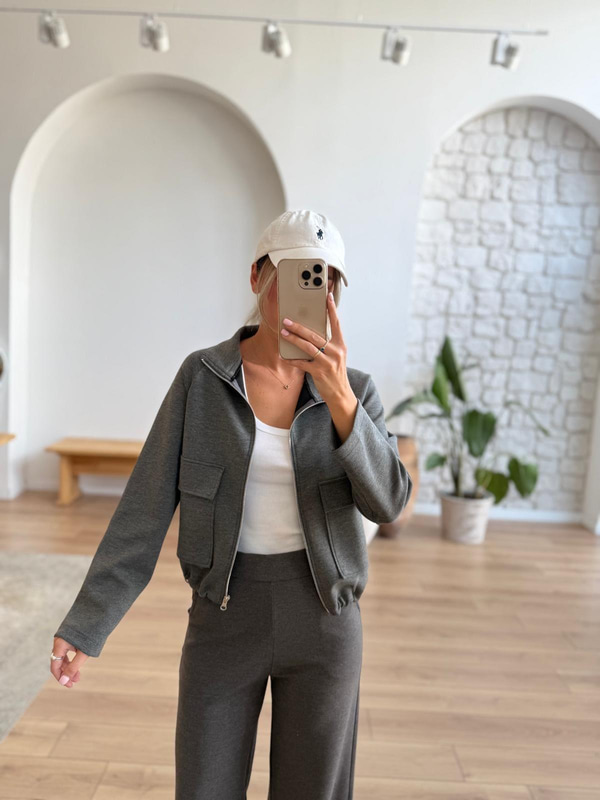 Fermuarlı Antrasit Sweat 