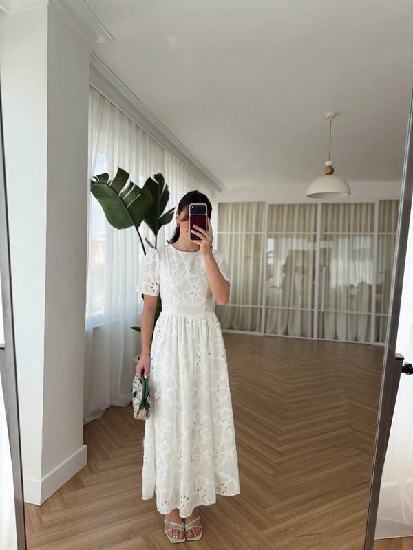 Fiona Beyaz Elbise