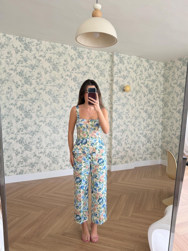 Floral Desen Pantolon