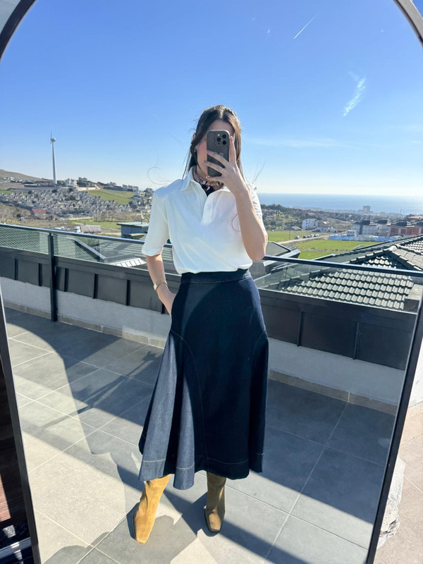 Flw Midi Denim Etek