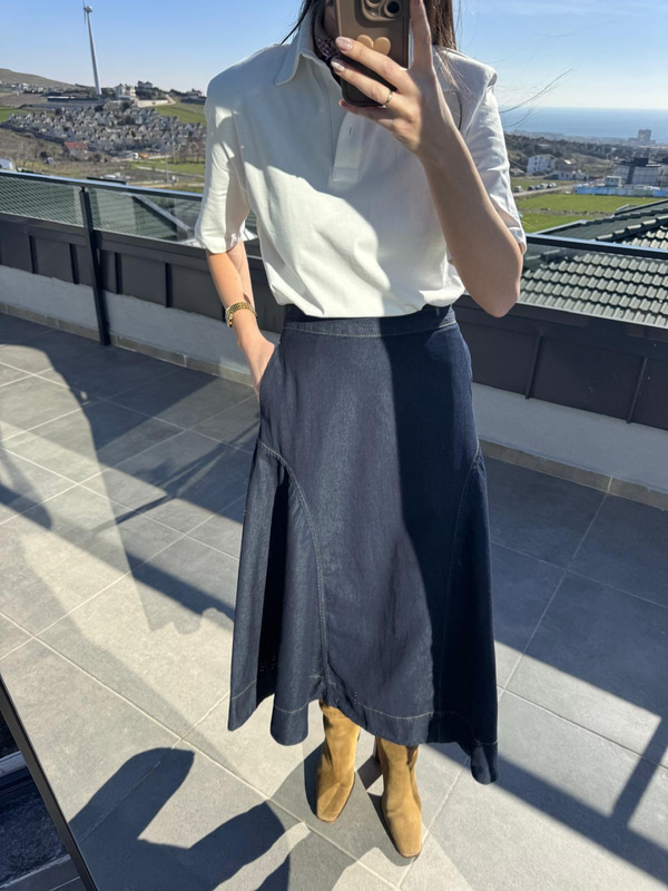 Flw Midi Denim Etek