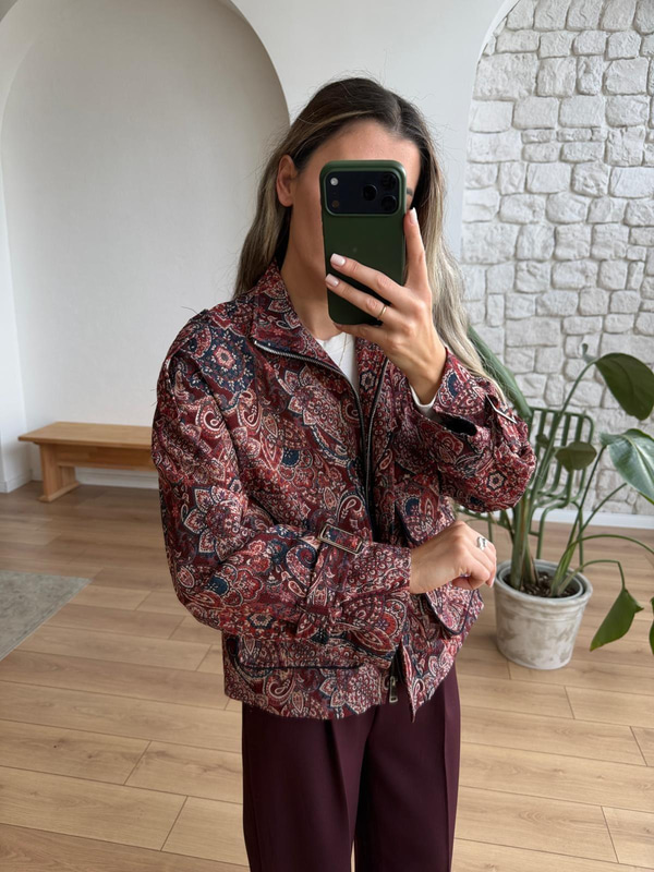 Jakarlı Bordo Ceket