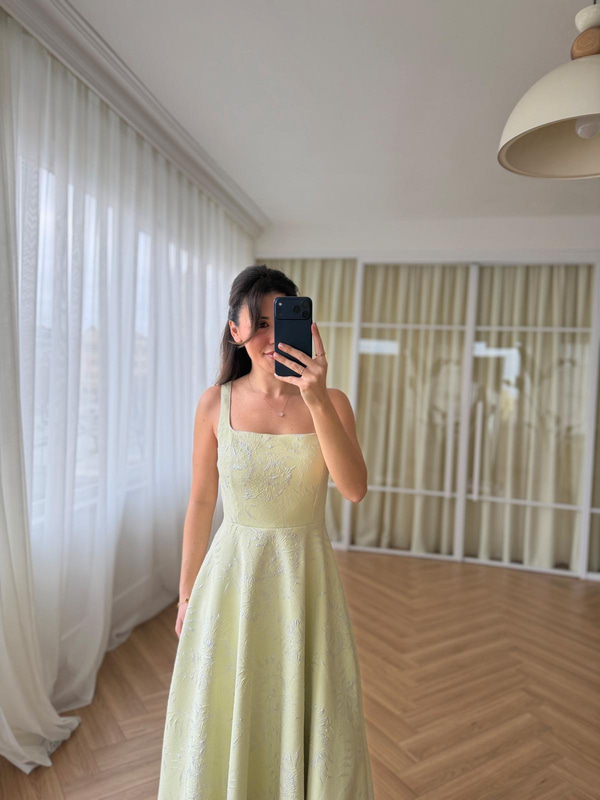 Jakarlı Lime Elbise