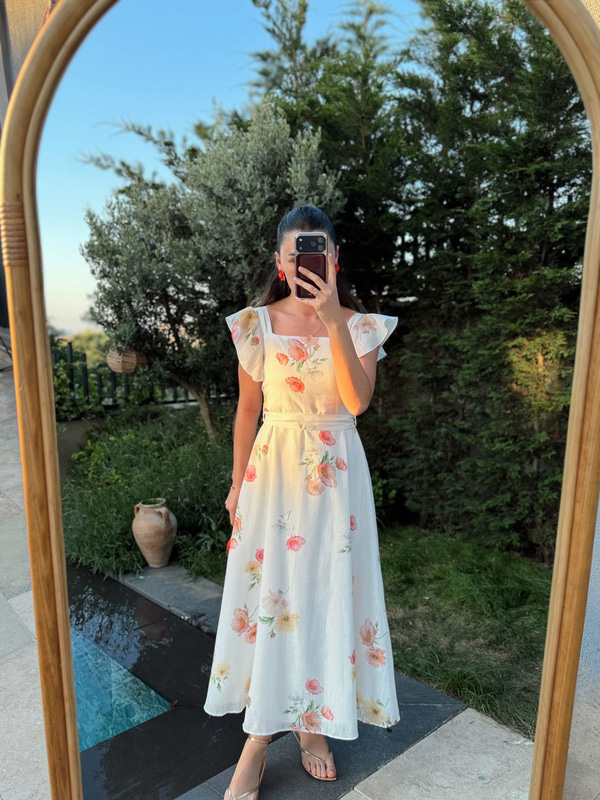 Katty Beyaz Floral Desen Elbise
