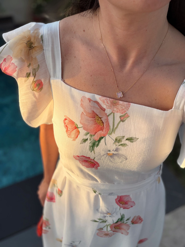 Katty Beyaz Floral Desen Elbise