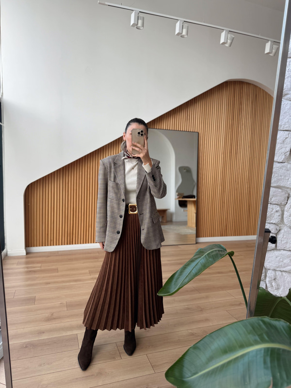 Kazayağı Desenli Blazer Ceket