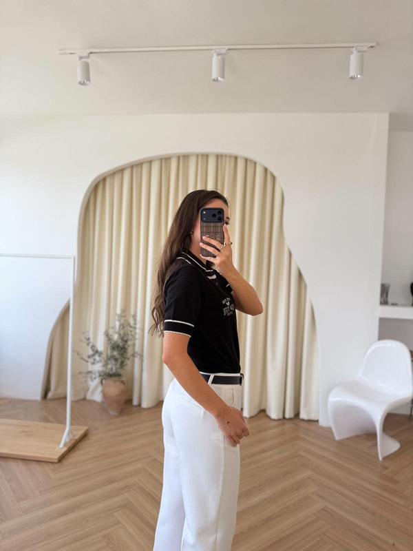 Kemerli Duble Paça Pantolon - Beyaz