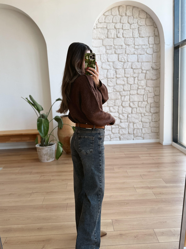 Kemerli Eskitme Jean