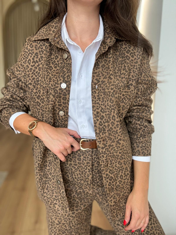 Kemerli Leopar Desen Pantolon