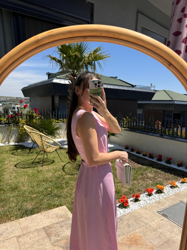 Lena Kemerli Pembe Elbise