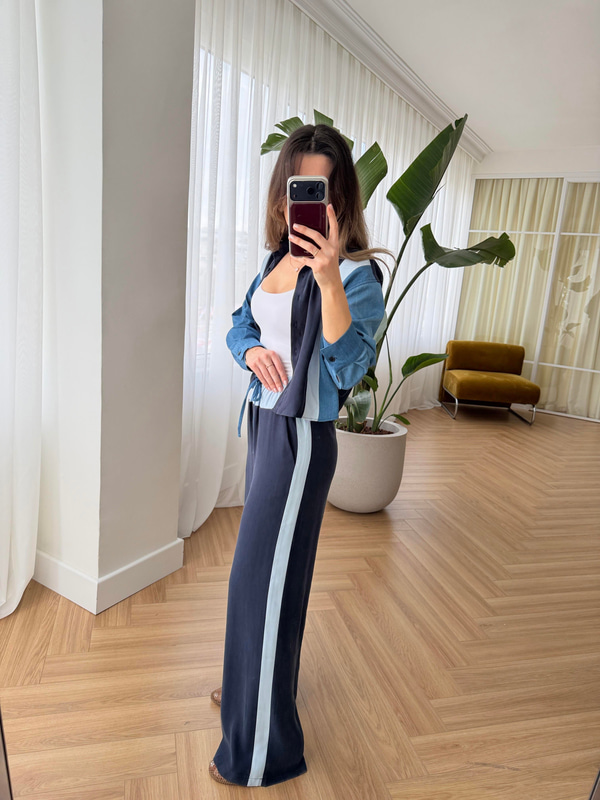Lia Denim Garnili Lacivert Tensel Takım