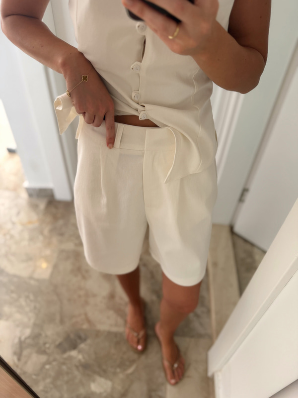 Liora Beyaz Şort Takım