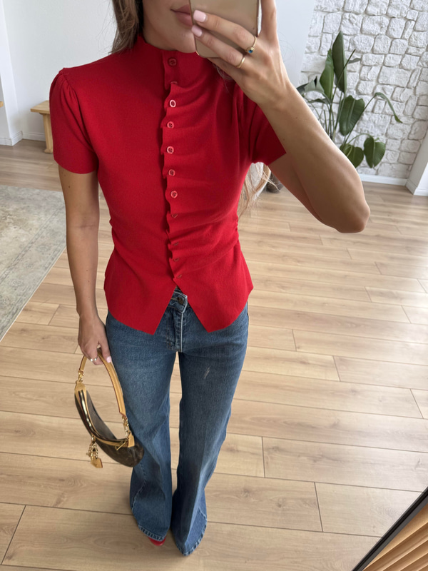 Loli Kırmızı Triko Bluz