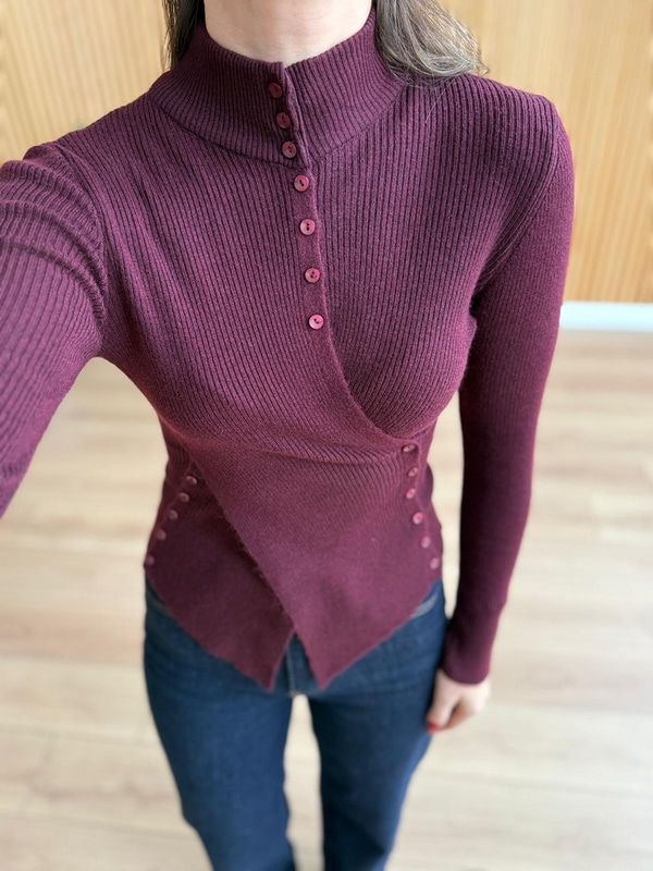 Merlin Mürdüm Triko Bluz 