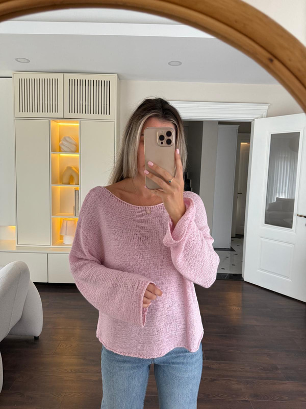 Merserize Pembe Triko Bluz