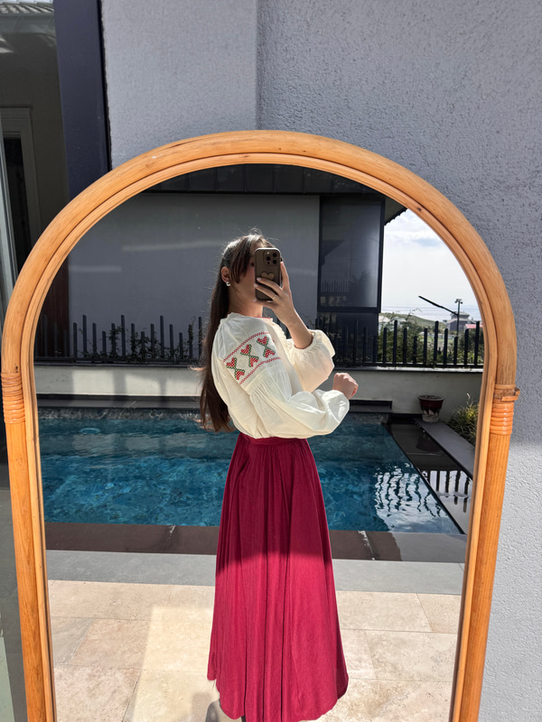 Nadia Astarlı Bordo Etek