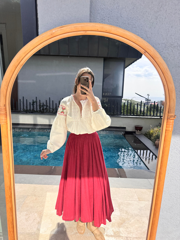 Nadia Astarlı Bordo Etek