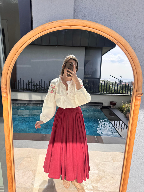 Nadia Astarlı Bordo Etek