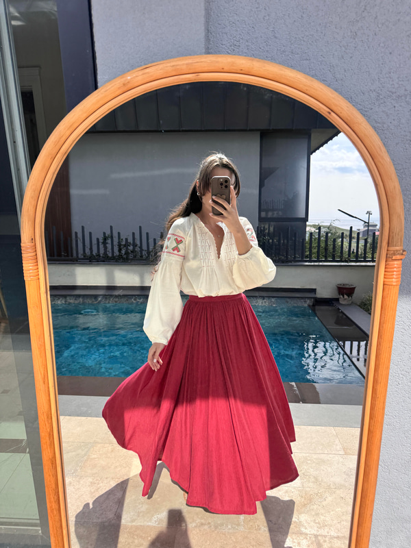 Nadia Astarlı Bordo Etek