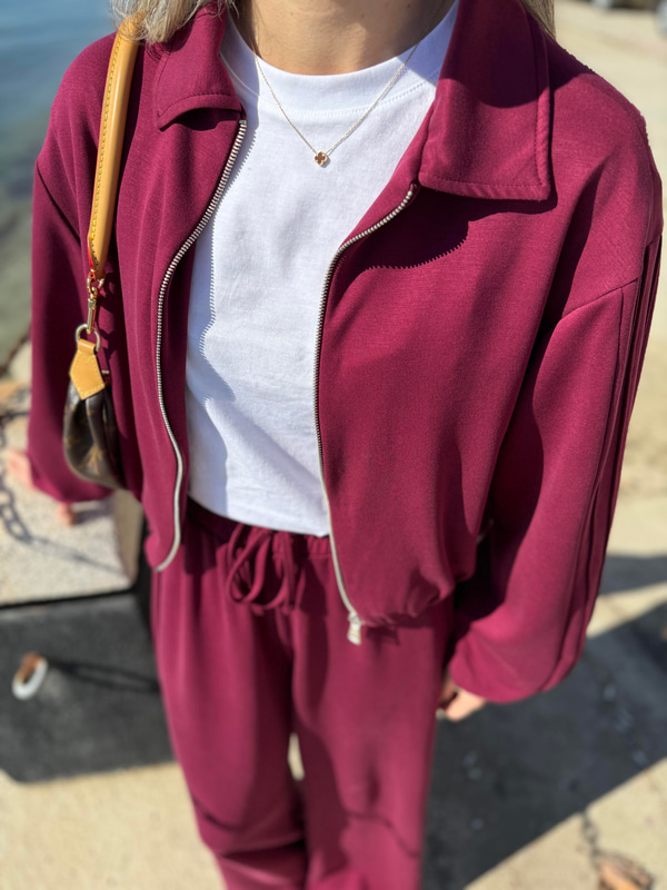 Nervürlü Modal Sweatshirt ve Pantolon Takım