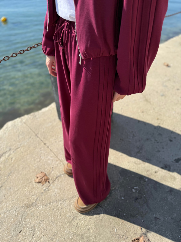 Nervürlü Modal Sweatshirt ve Pantolon Takım