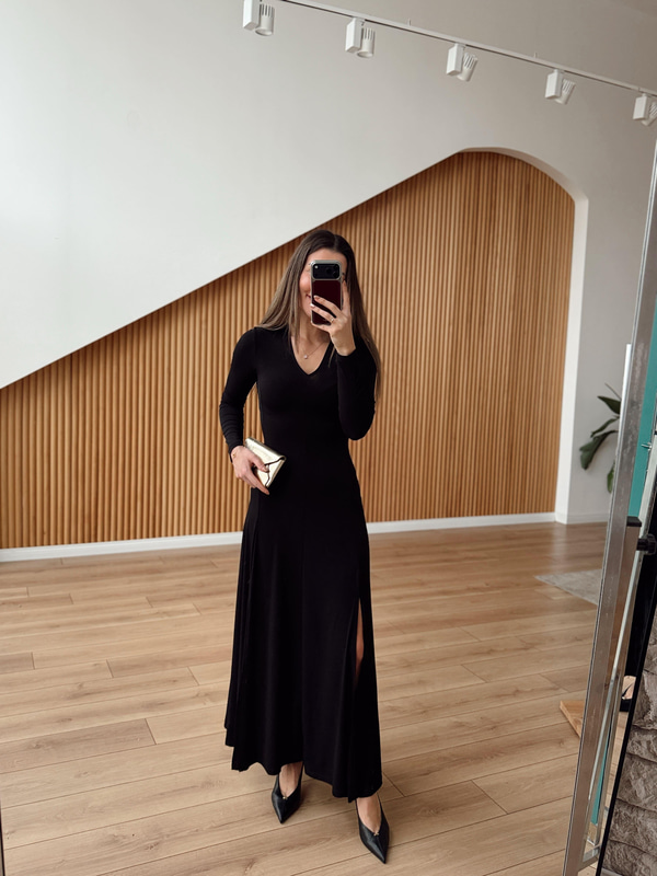 Olly Siyah Maxi Elbise