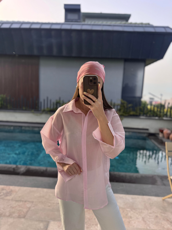 Pembe Çizgili Vual Gömlek