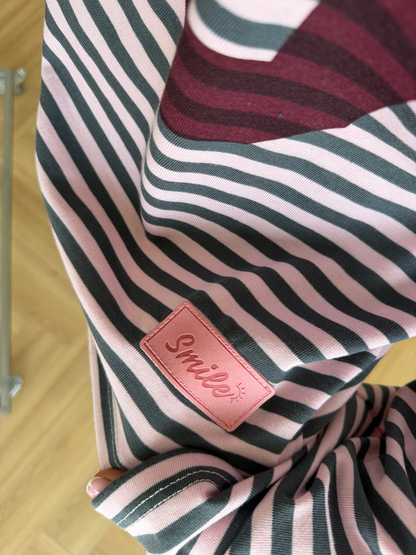 Pembe Gri Çizgili Sweat
