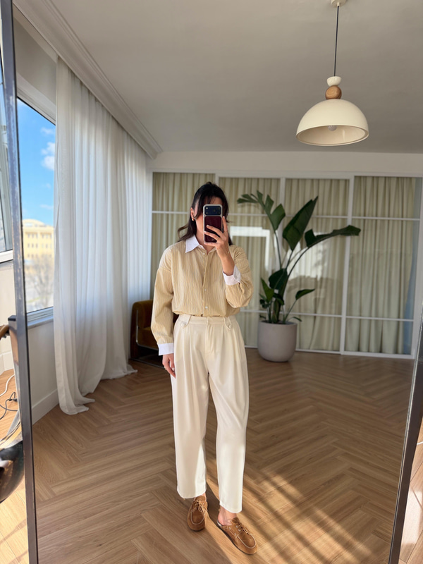 Polly Ekru Pantolon